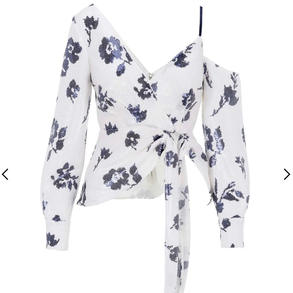 Self-Portrait NWT Floral Sequin Wrap Top UK8/US4 Small - Picture 1 of 8